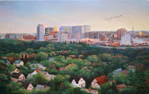 Rochester, Minnesota Skyline Oil Painting by Charlotte Wiskow